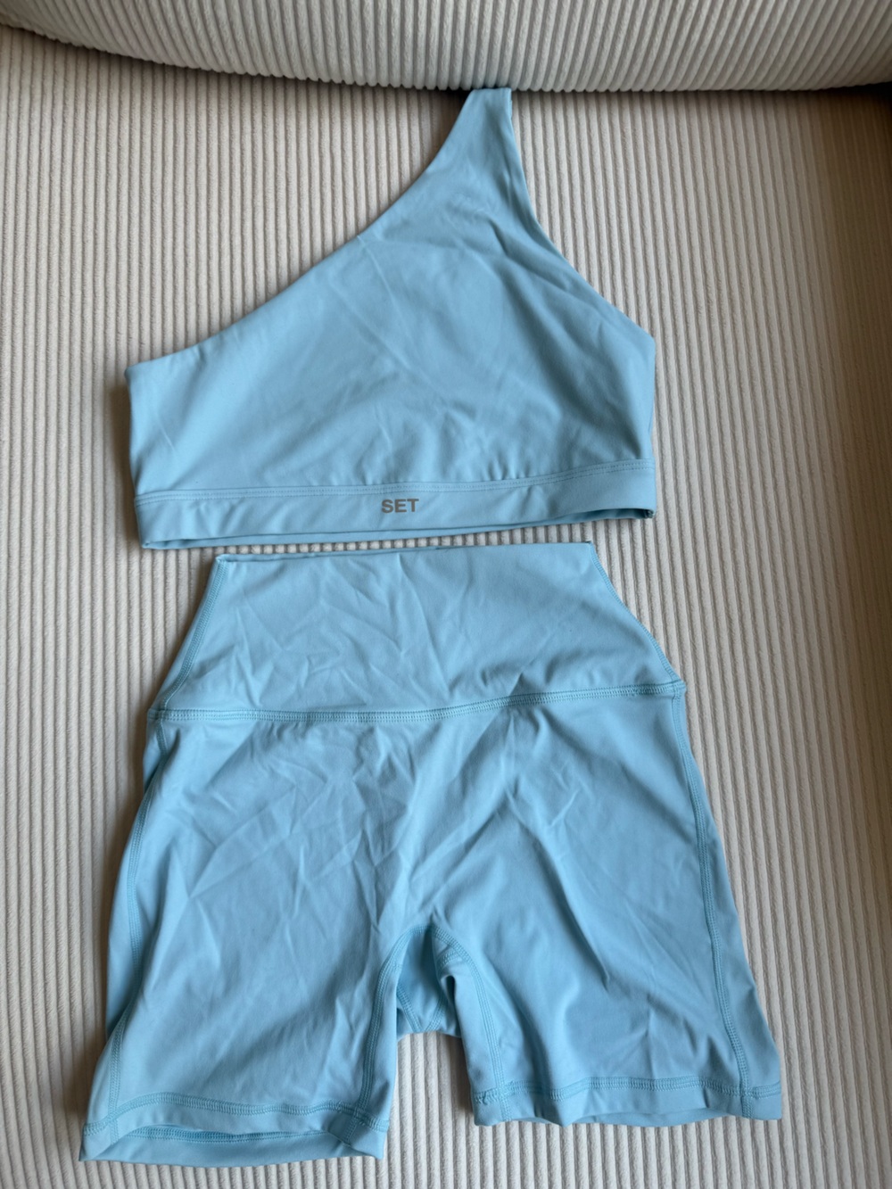 Set Active Blue One Shoulder Set